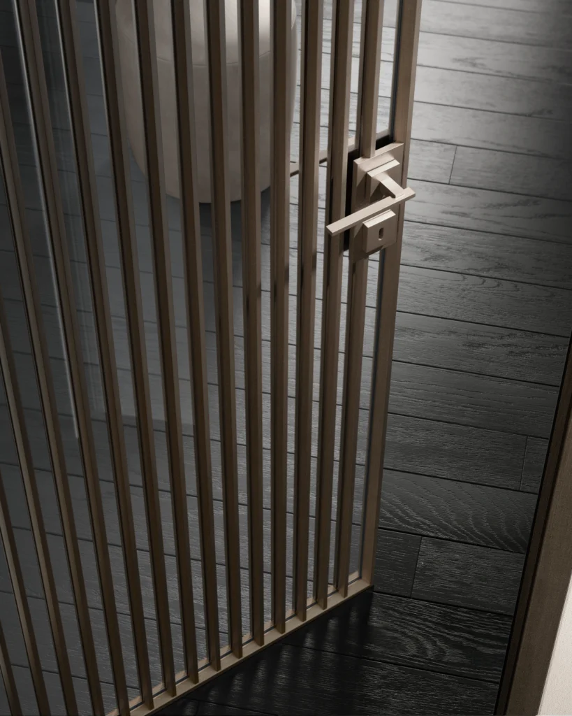 detailansicht moderner aluminium lofttüren mit hochwertigen profilrahmen