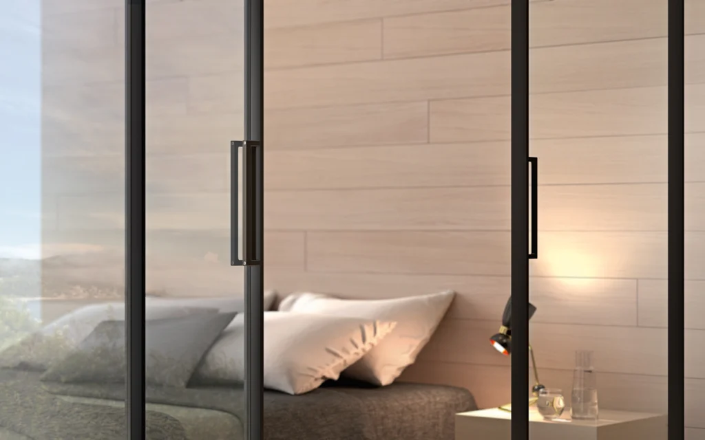 horizontale lofttüren mit modernen schwarzen linien