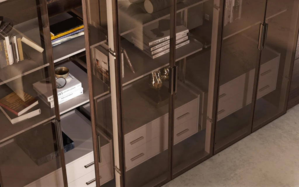detailansicht moderner lofttüren mit boiserie wandgestaltung