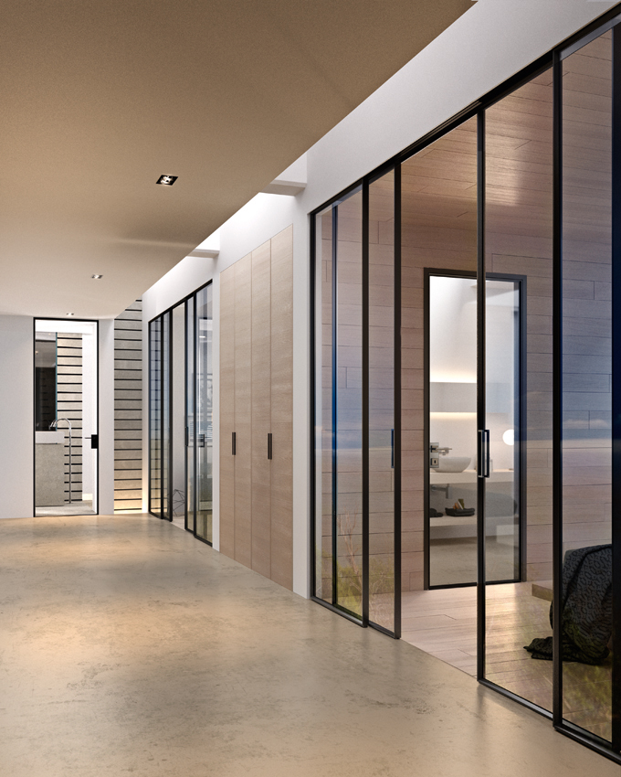 moderne lofttüren im minimalistischen flur