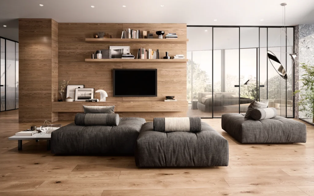 moderne lofttüren im exklusiven wohnzimmer