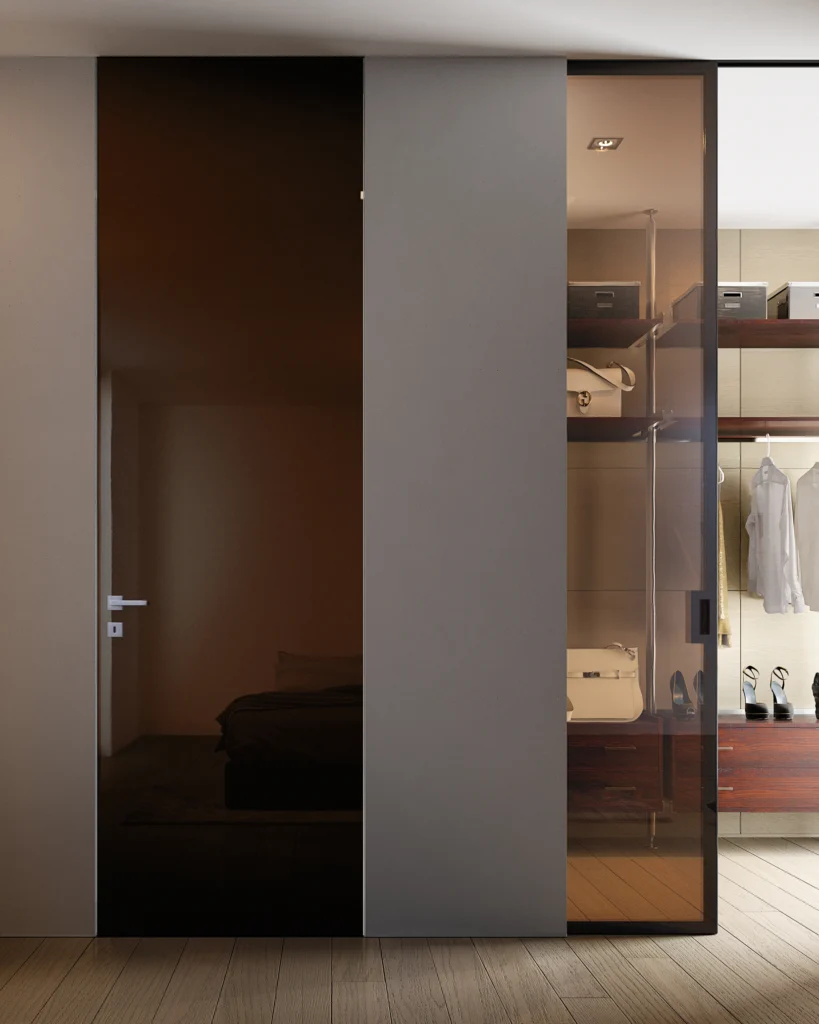 Moderne wandbündige Schlafzimmer-Türen mit zargenloser Ausführung im exklusiven Interior