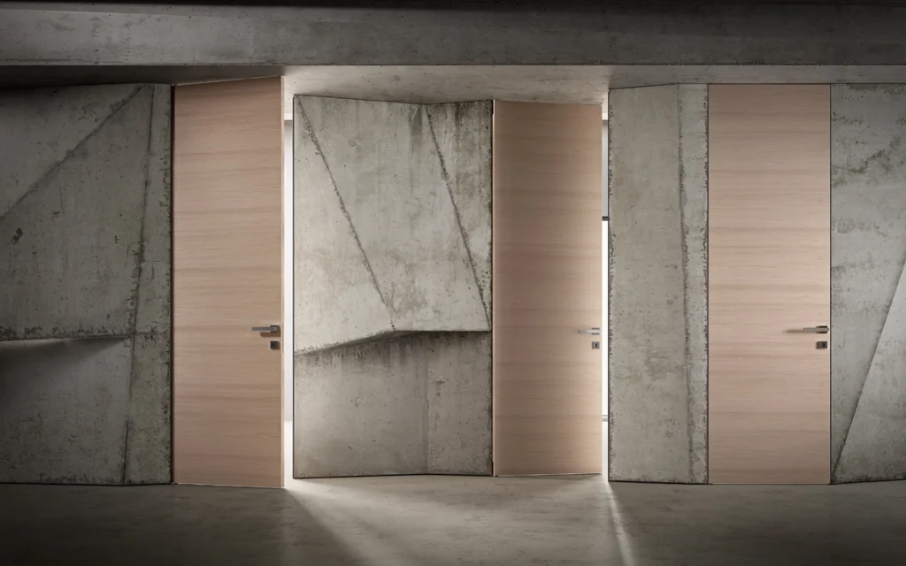 Moderne zargenlose Innentüren mit wandbündiger Ausführung im exklusiven minimalistischen Interior